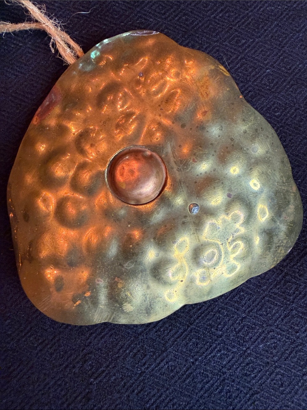 Vintage Brass Hammered belt buckle or pendant-
